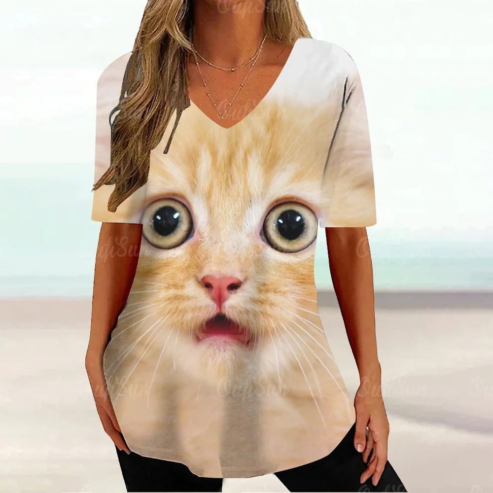 CAMISETA CON ESTAMPADO DE GATO