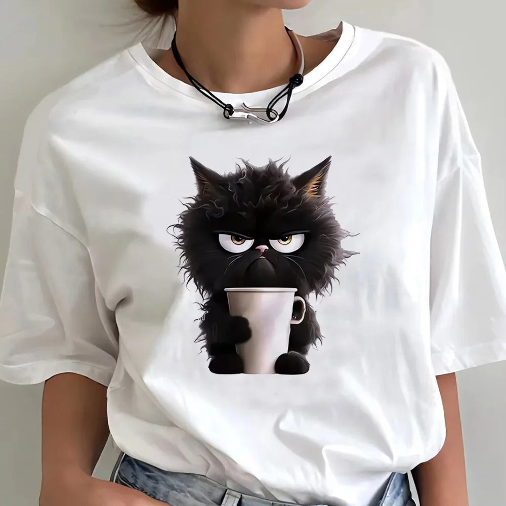 CAMISETA CON ESTAMPADO DE GATO