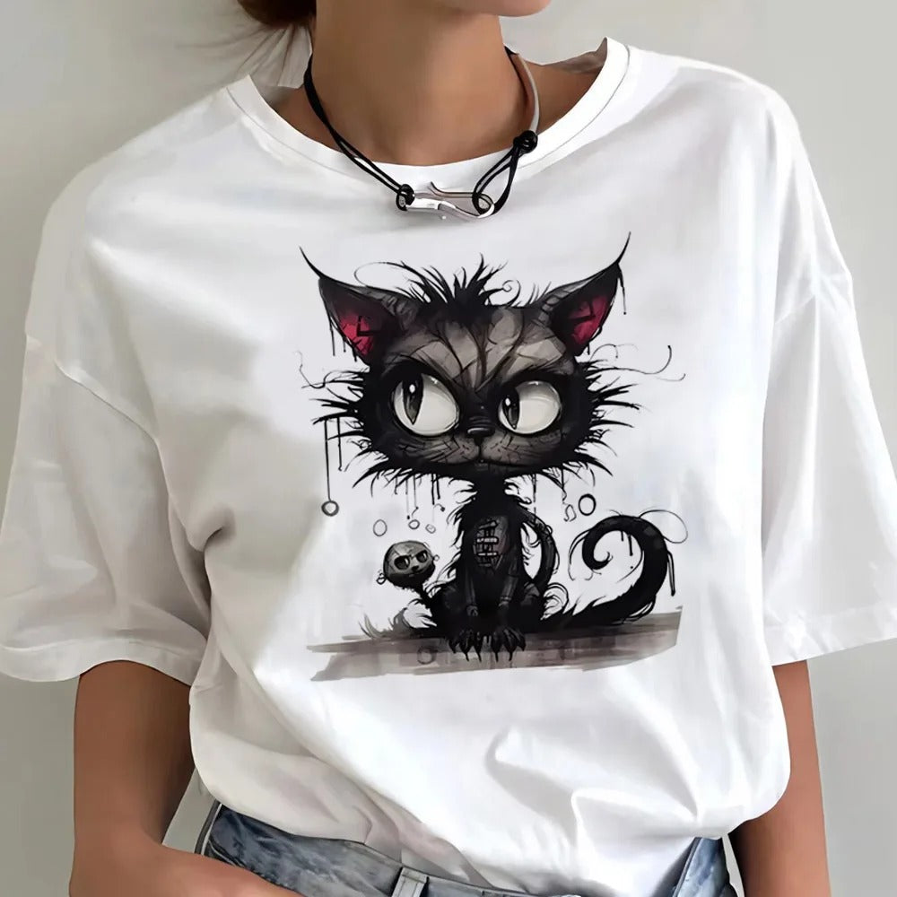 CAMISETA CON ESTAMPADO DE GATO